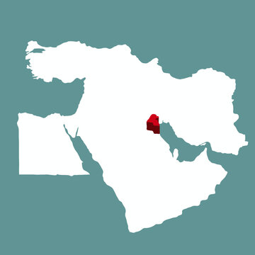Kuwait Country highlighted 3D map on middle East map vector illustration for projects and presentation