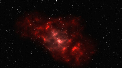 A fiery red nebula core burning brightly against deep black. © agustian