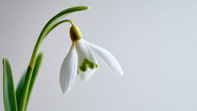 Delicate snowdrop flower in full bloom