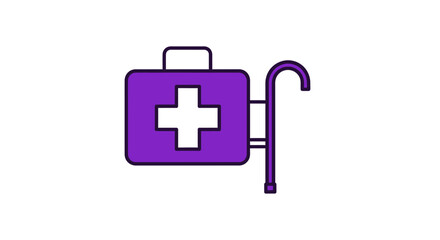 Obraz premium Medical Aid Kit And Walking Aid Illustrated On White Background Healthcare Concept