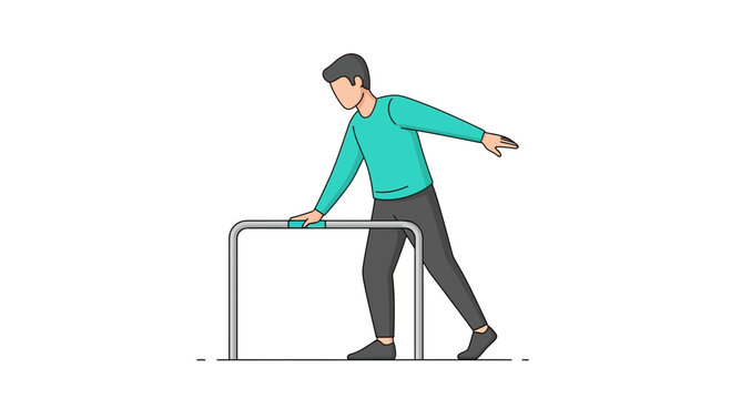Man Training With Parallel Bars Illustration Shows Strength And Determination