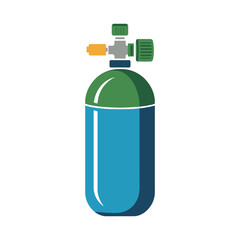 Fototapeta premium A green and blue oxygen tank with a valve on top for medical use