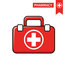 Obraz premium Medical First Aid Kit Emblem: A Vibrant Symbol of Healthcare and Emergency Assistance