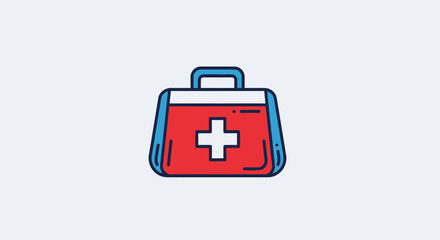 Obraz premium Medical First Aid Kit Icon In Minimalist Style Representing Health and Safety