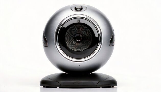 Silver Spherical Webcam with Black Base - Modern Technology for Video Communication.
