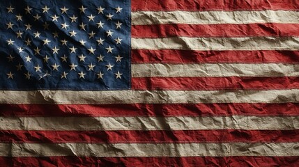 Fototapeta premium Bandiera americana in tela stropicciata, vintage