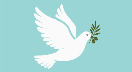 Obraz premium White Dove with Olive Branch.