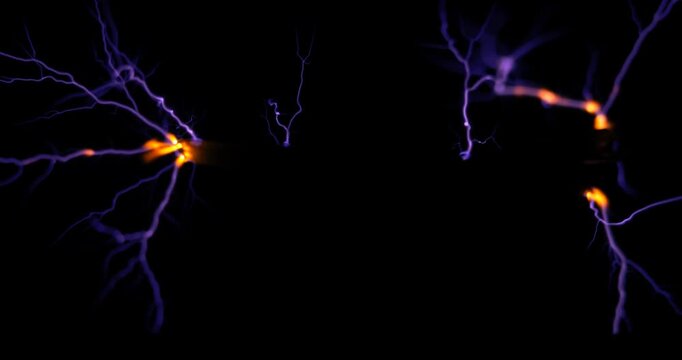 Lightning. Electric arc, discharge on a black background. Sparkling lightning.