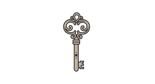 Vintage ornate antique skeleton key.