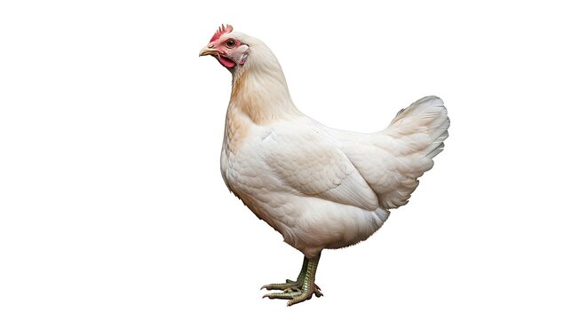 White chicken standing on one leg
