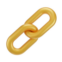 A single gold chain link isolated on transparent background