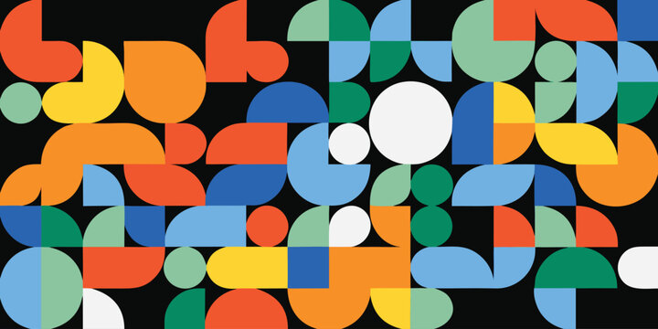 Vibrant mosaic background with circular and semicircular shapes design