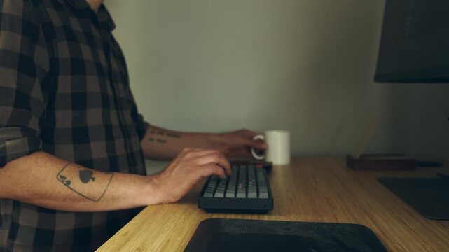 Man working at a desk - home office workspace