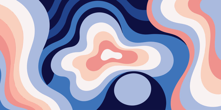 Soothing blue and peach layered paper cut style abstract background