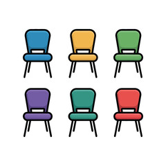 Obraz premium A colorful set of six chairs in different hues