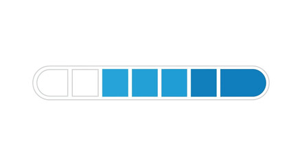 Obraz premium Loading bar graphic with blue progress squares, isolated on white background