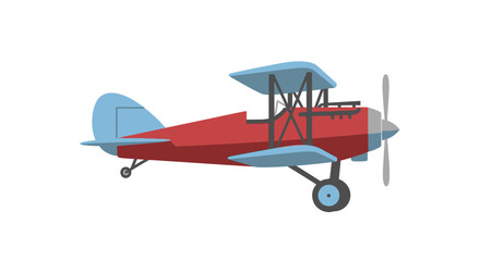 Retro Biplane Aircraft Red Blue Flying Isolated White Background © Vektor