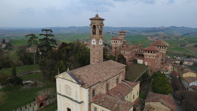 Cereseto is a small village in the Casale Monferrato area, about 15 kilometers from Casale Monferrato - Alessandria - Piedmont - Italy (from the drone)