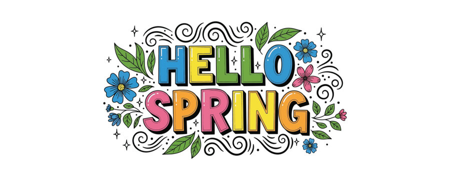Vibrant hello spring floral graphic