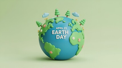 Fototapeta premium 3D Render Illustration of Globe with Trees and 