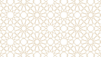 Abstract geometric seamless pattern in Arabesque style, Elegant Gold Floral Pattern Vector Illustration