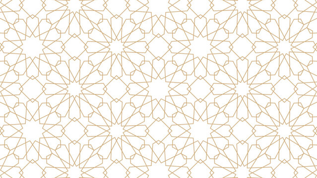 Abstract geometric seamless pattern in Arabesque style, Elegant Gold Floral Pattern Vector Illustration