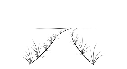 Fototapeta premium Simple landscape with grassy road diverging