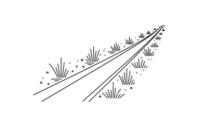 Obraz premium Dynamic roadside illustration with speed lines and grass