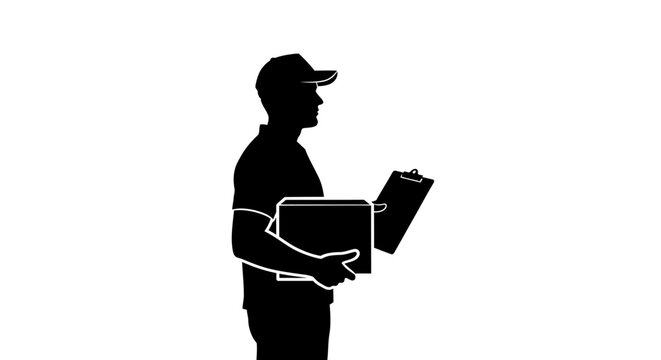 Man holding a cardboard box delivery.