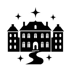 Obraz premium PNG Elegant mansion silhouette with stars