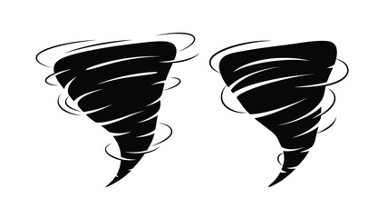 Two swirling tornadoes depicted in a striking black silhouette © Nurunnar