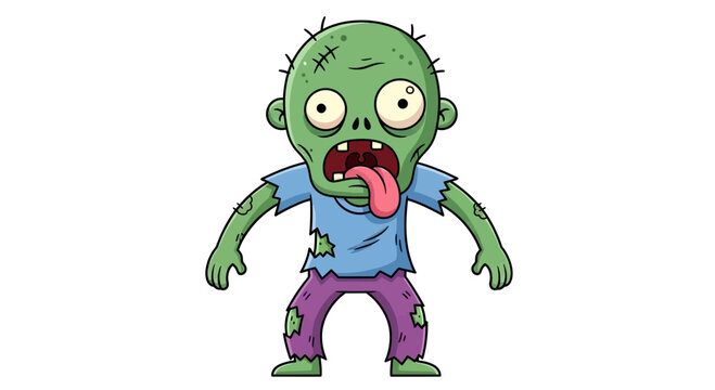 Cartoon zombie character standing alone 4.