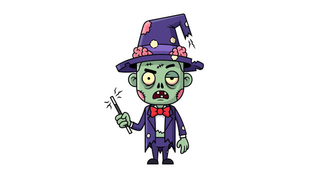 Cartoon zombie in a top hat.