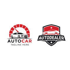 Naklejka premium Modern automotive business emblem vector set; car service and dealer branding graphics