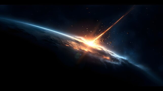 asteroid impacts planet from space