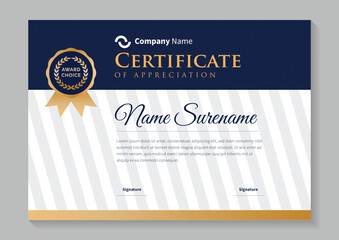 certificate design template with blue and gold © Nurjen