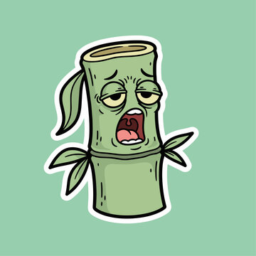 Cartoon bamboo character with face.