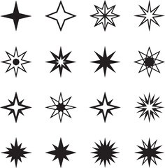 Obraz premium A collection of various starburst shapes and designs on a white background