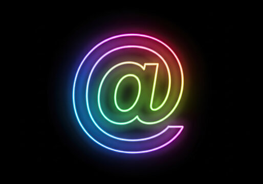 Neon at sign on colorful background