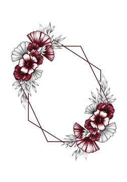 Elegant floral wreath composed of roses and delicate green leaves on a neutral background isolated on transparent background