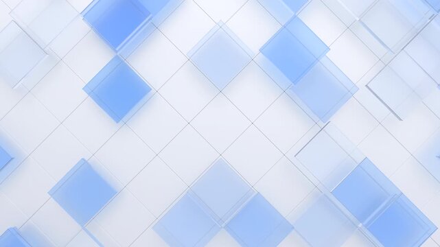 Structure of glass blocks on a white background, 4k seamless loop 3d animation