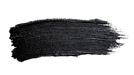 Black Paint Brush Stroke Texture Isolated on White Background.