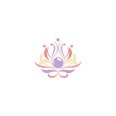 Fototapeta premium Elegant abstract floral logo with pearl