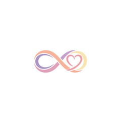 Naklejka premium Infinity Love Symbol Heart Pastel Colors Abstract Logo