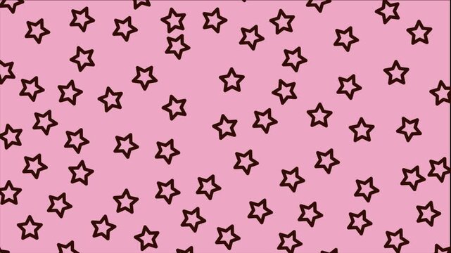 Abstract Pink Background with Shaking and Rotating Black Stars Grainy Texture Retro Style 4K Illustrat3