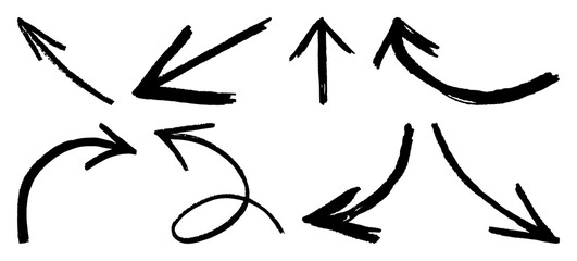 Obraz premium PNG Hand-drawn arrows in various directions on transparent background