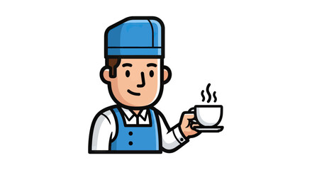 Obraz premium Friendly Barista Serving Hot Coffee with a Smile - Perfect Beverage Service Icon