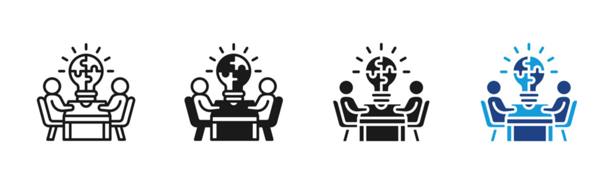 Problem Solving icon set multiple style collection