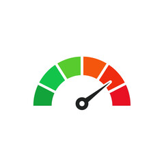 A gauge meter with color coded sections.