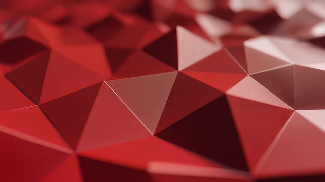 Vibrant red 3D polygonal surface with dynamic camera movement, symbolizing energy and modern technology